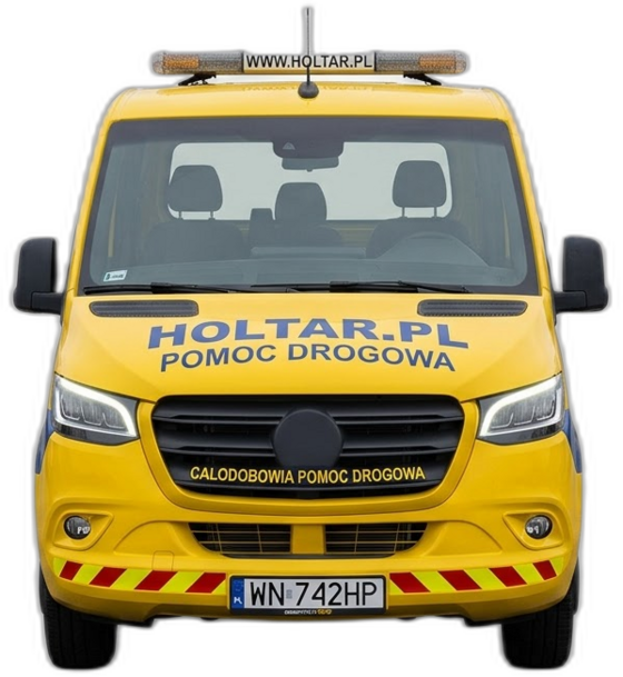 Laweta Holtar w barwach firmy, widok z przodu
